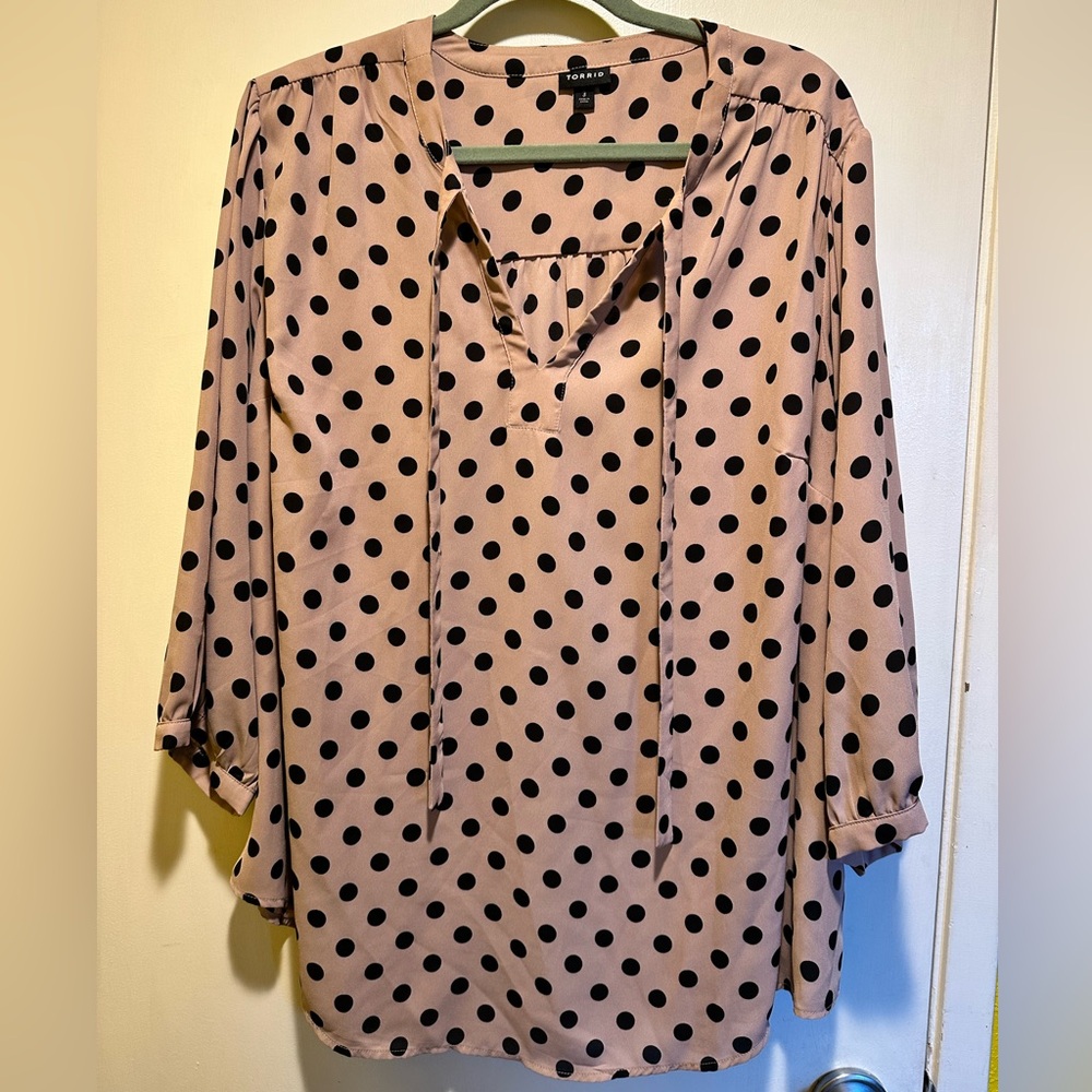 Torrid Purple and Black Polka Dot Blouse, Size 3